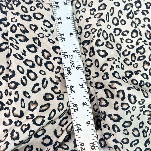 Theory Dress Pants Women's 0 Beige Silk Animal Print Pleated Tapered Leg - Picture 7 of 12